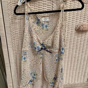 Free People Floral Camisole with Blue and Cream
